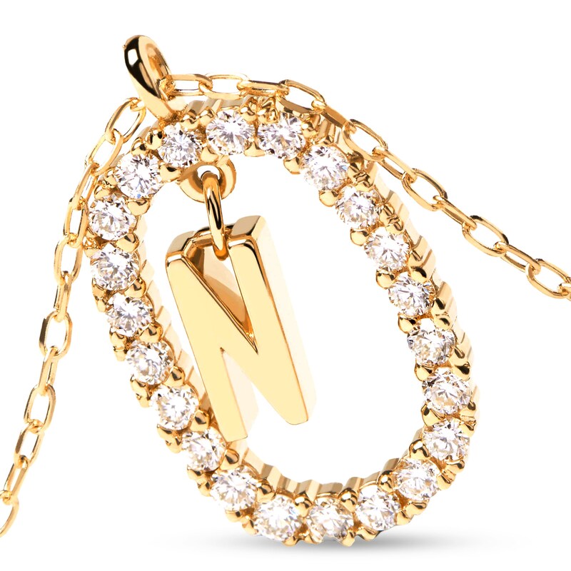 Main Image 5 of PDPAOLA™ at Zales 1/3 CT. T.W. Lab-Grown Diamond "N" Initial Pendant in 18K Gold - 19.5"