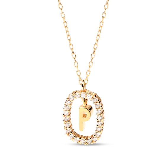 PDPAOLA⢠at Zales 1/3 CT. T.W. Lab-Grown Diamond "P" Initial Pendant in 18K Gold - 19.5"