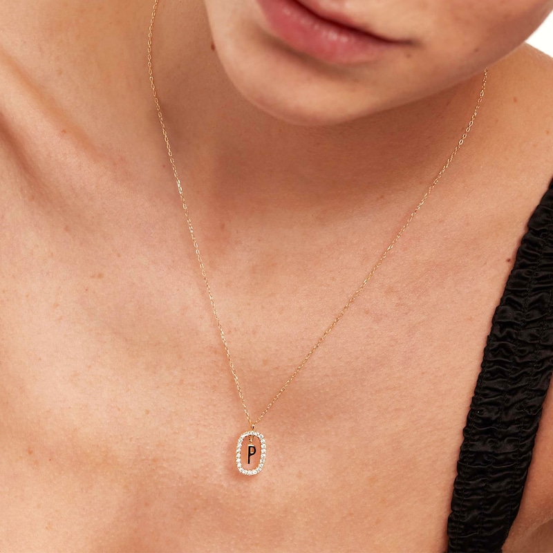 Main Image 2 of PDPAOLA™ at Zales 1/3 CT. T.W. Lab-Grown Diamond "P" Initial Pendant in 18K Gold - 19.5"