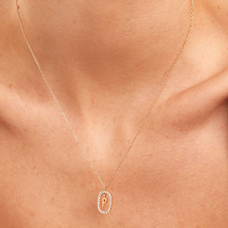 Main Image 3 of PDPAOLA™ at Zales 1/3 CT. T.W. Lab-Grown Diamond "P" Initial Pendant in 18K Gold - 19.5"