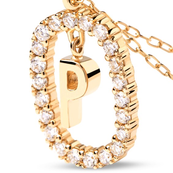 PDPAOLAâ¢ at Zales 1/3 CT. T.W. Lab-Grown Diamond "P" Initial Pendant in 18K Gold - 19.5"