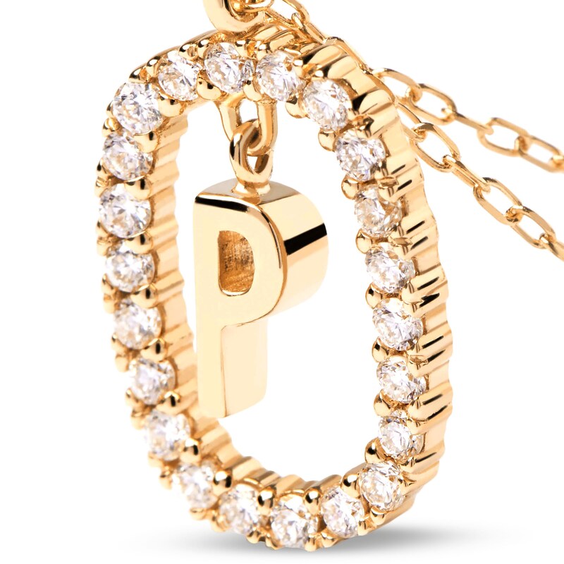 Main Image 5 of PDPAOLA™ at Zales 1/3 CT. T.W. Lab-Grown Diamond "P" Initial Pendant in 18K Gold - 19.5"