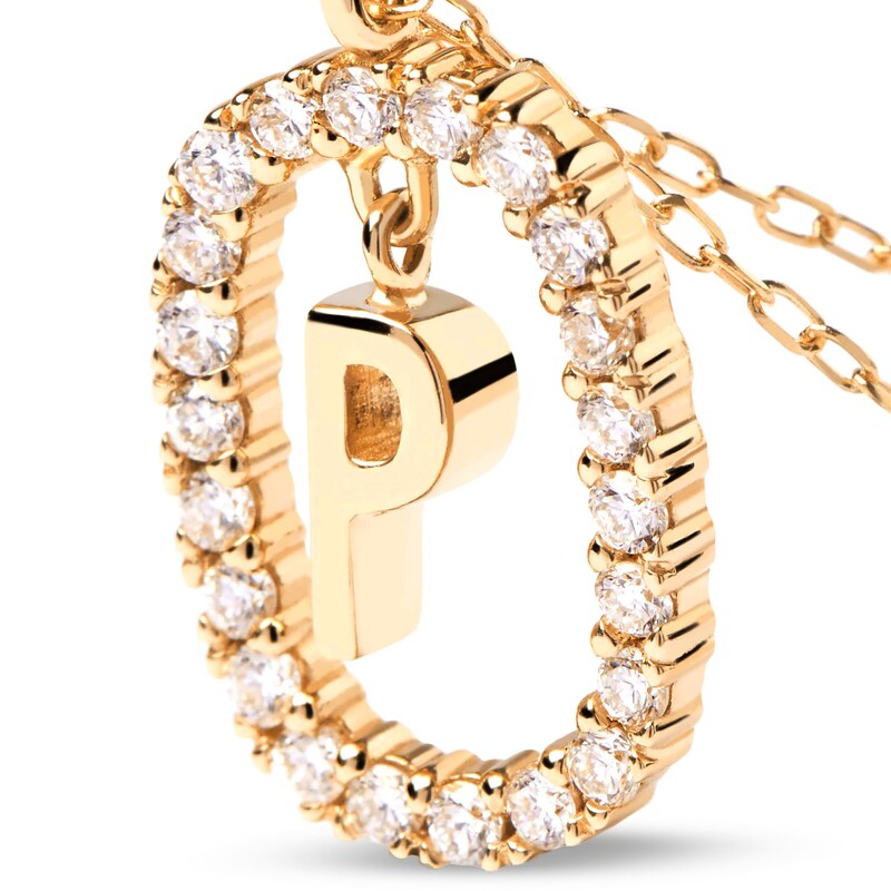 PDPAOLA™ at Zales 1/3 CT. T.W. Lab-Created Diamond "P" Initial Pendant in 18K Gold - 19.5"