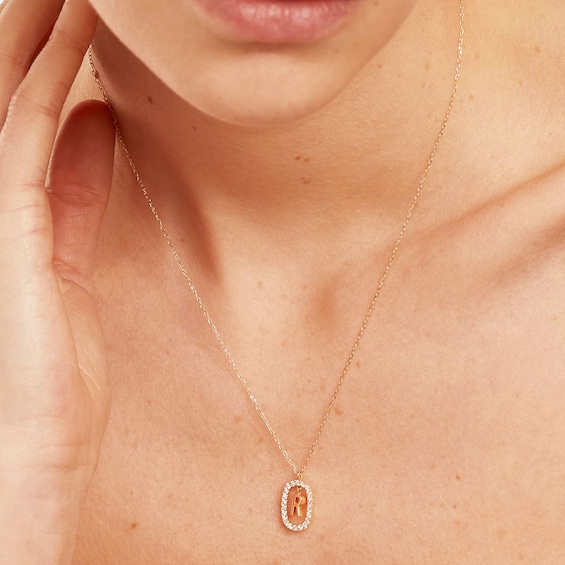 PDPAOLAâ¢ at Zales 1/3 CT. T.W. Lab-Grown Diamond "R" Initial Pendant in 18K Gold - 19.5"