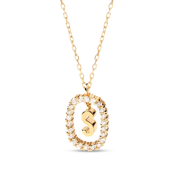 PDPAOLAâ¢ at Zales 1/3 CT. T.W. Lab-Grown Diamond "S" Initial Pendant in 18K Gold - 19.5"