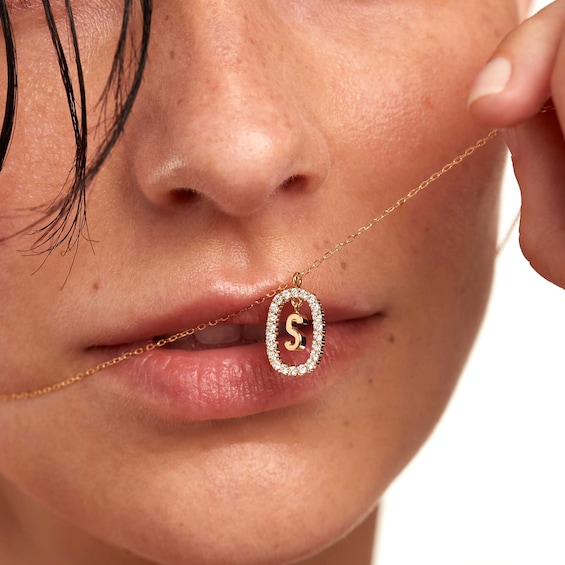 PDPAOLAâ¢ at Zales 1/3 CT. T.W. Lab-Grown Diamond "S" Initial Pendant in 18K Gold - 19.5"
