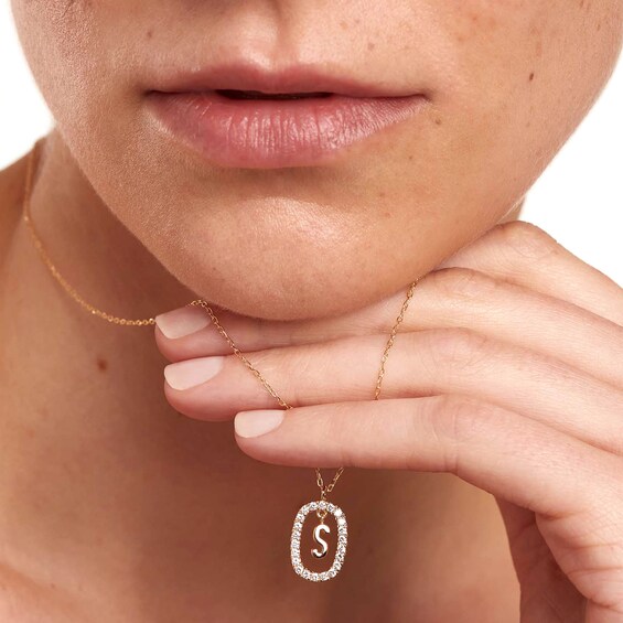 PDPAOLAâ¢ at Zales 1/3 CT. T.W. Lab-Grown Diamond "S" Initial Pendant in 18K Gold - 19.5"