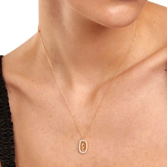 PDPAOLAâ¢ at Zales 1/3 CT. T.W. Lab-Grown Diamond "S" Initial Pendant in 18K Gold - 19.5"
