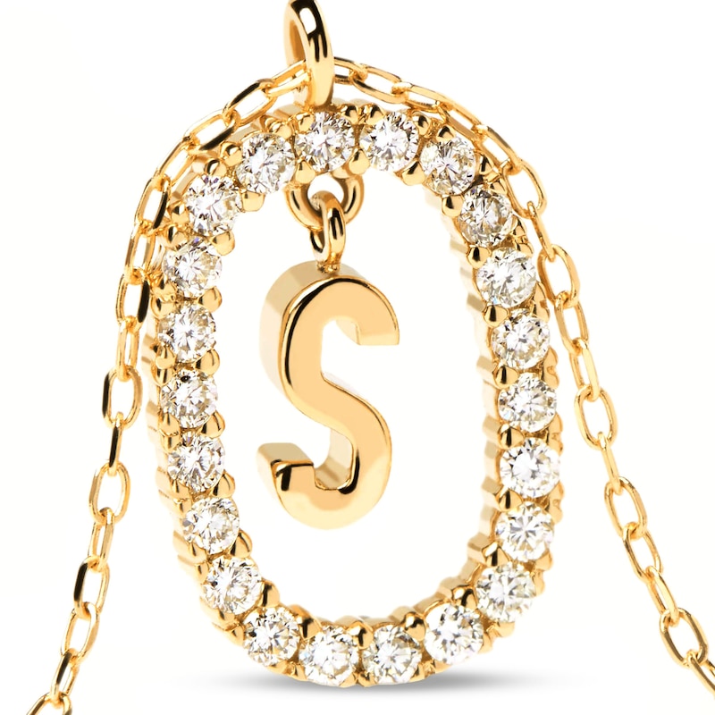 PDPAOLA™ at Zales 1/3 CT. T.W. Lab-Created Diamond "S" Initial Pendant in 18K Gold - 19.5"