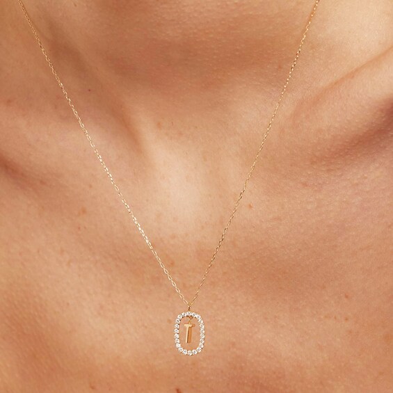 PDPAOLAâ¢ at Zales 1/3 CT. T.W. Lab-Grown Diamond "T" Initial Pendant in 18K Gold - 19.5"