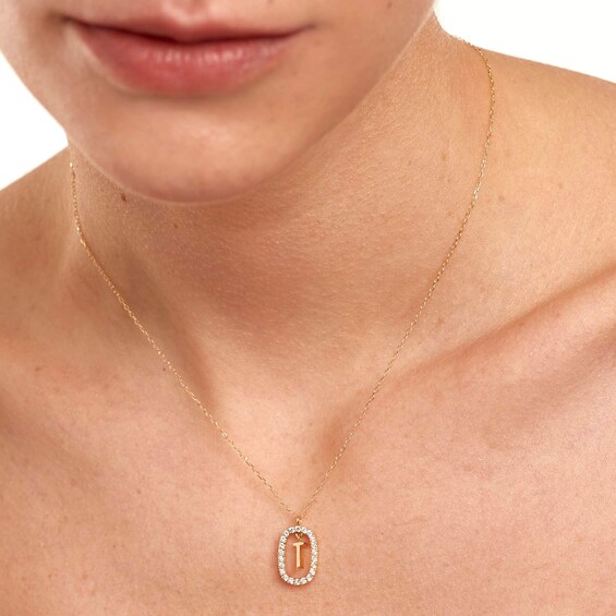 PDPAOLAâ¢ at Zales 1/3 CT. T.W. Lab-Grown Diamond "T" Initial Pendant in 18K Gold - 19.5"