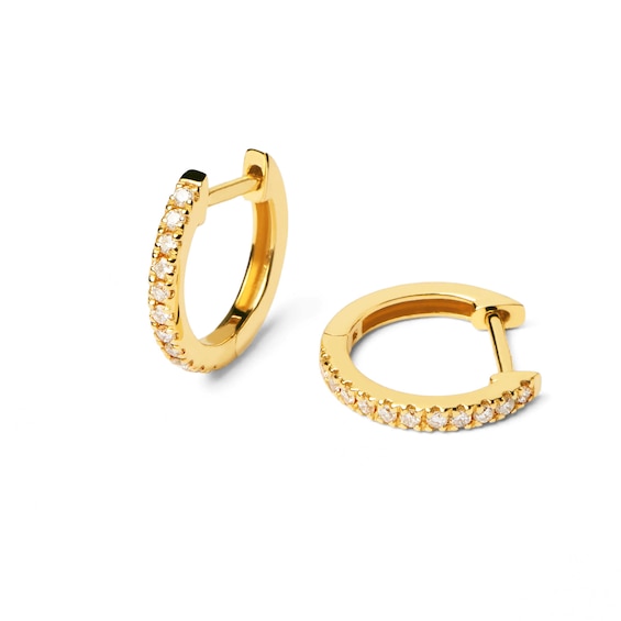 PDPAOLAâ¢ at Zales 1/5 CT. T.W. Lab-Grown Diamond Huggie Hoop Earrings in 18K Gold