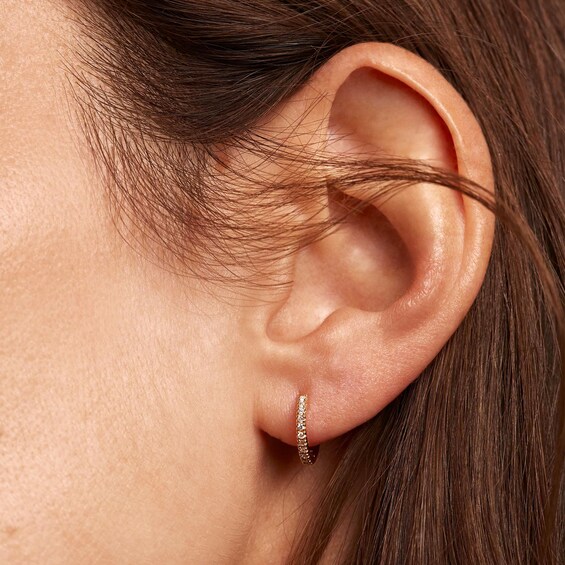 PDPAOLAâ¢ at Zales 1/5 CT. T.W. Lab-Grown Diamond Huggie Hoop Earrings in 18K Gold