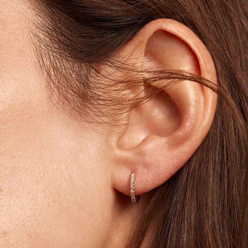 Main Image 2 of PDPAOLA™ at Zales 1/5 CT. T.W. Lab-Grown Diamond Huggie Hoop Earrings in 18K Gold