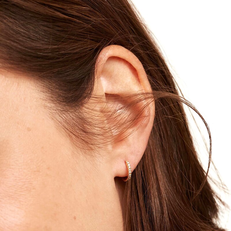 Main Image 3 of PDPAOLA™ at Zales 1/5 CT. T.W. Lab-Grown Diamond Huggie Hoop Earrings in 18K Gold