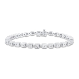 3/4 CT. T.W. Diamond Cube Station Bracelet in 10K White Gold