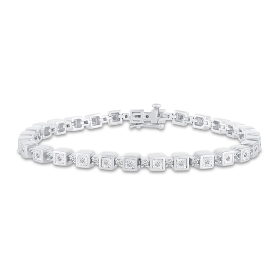 3/4 CT. T.w. Diamond Cube Station Bracelet in 10K White Gold
