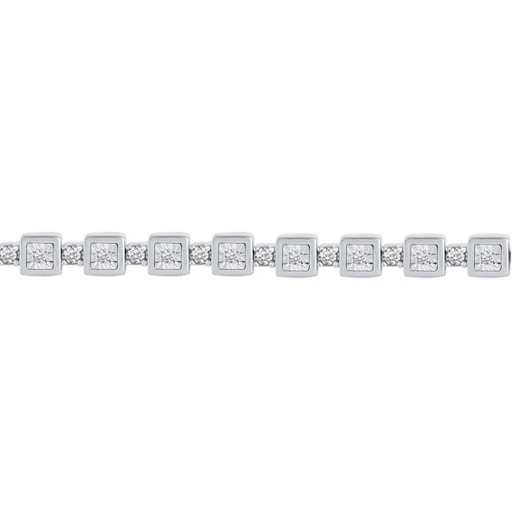 3/4 CT. T.w. Diamond Cube Station Bracelet in 10K White Gold