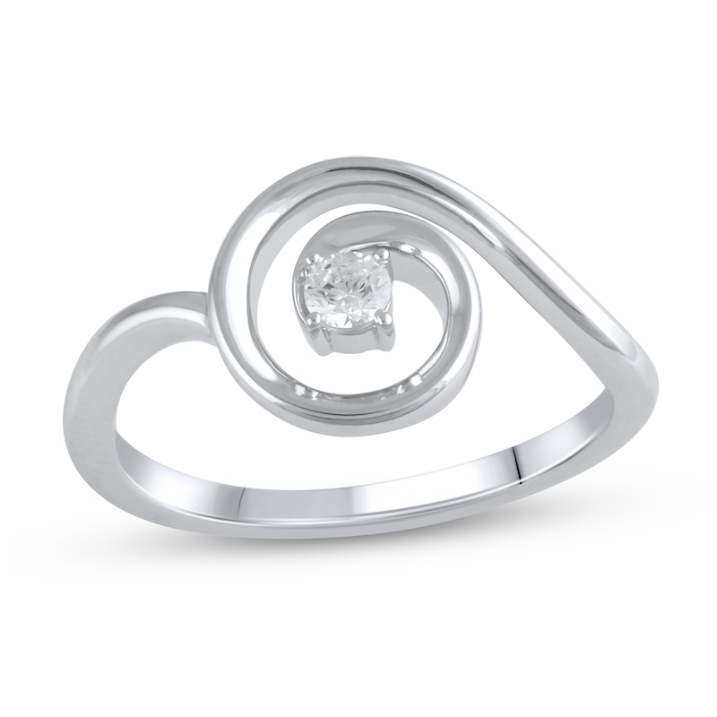 Main Image 1 of 1/10 CT. Diamond Solitaire Open Swirl Ring in Sterling Silver