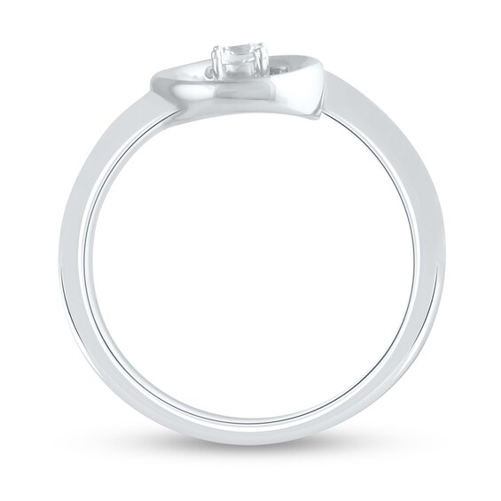1/10 CT. Diamond Solitaire Open Swirl Ring in Sterling Silver