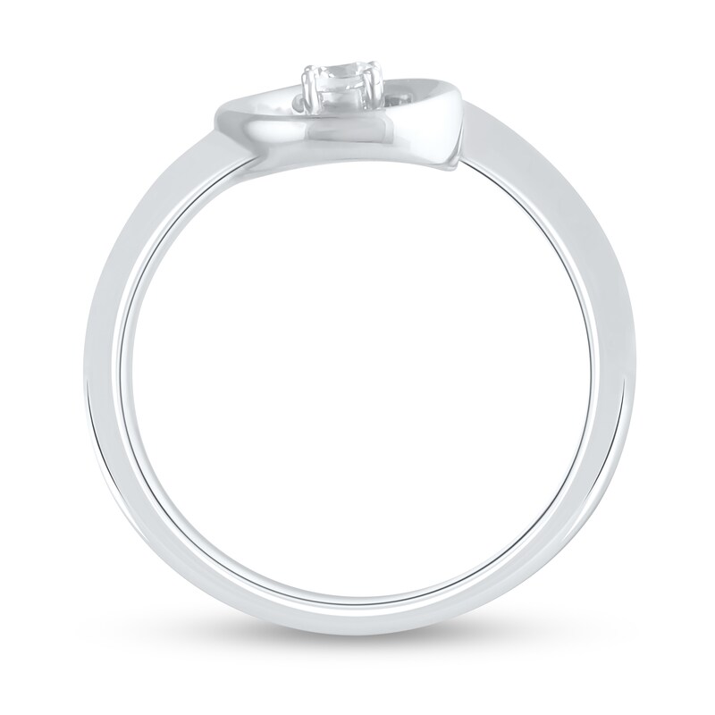 Main Image 2 of 1/10 CT. Diamond Solitaire Open Swirl Ring in Sterling Silver