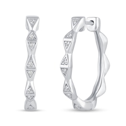 1/10 CT. T.W. Diamond Mirrored Triangle Hoop Earrings in Sterling Silver