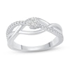 Thumbnail Image 1 of 1/4 CT. T.W. Multi-Diamond Overlay Infinity-Style Twist Ring in Sterling Silver