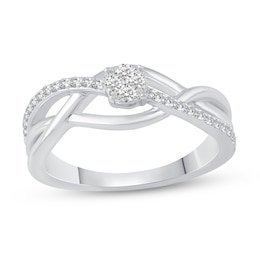 1/4 CT. T.W. Multi-Diamond Overlay Infinity-Style Twist Ring in Sterling Silver