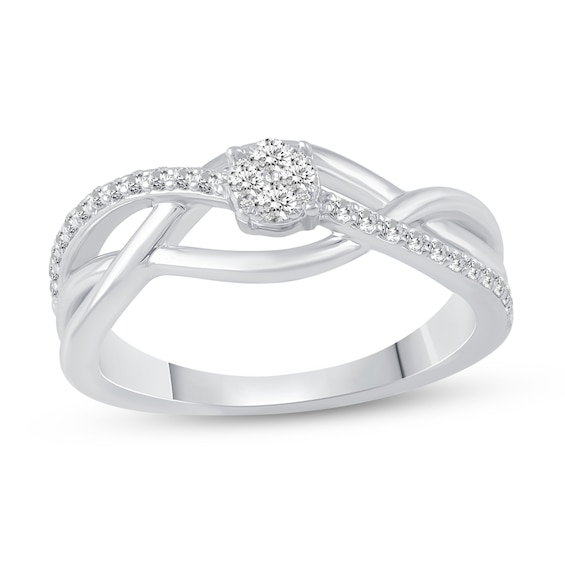 1/4 CT. T.w. Multi-Diamond Overlay Infinity-Style Twist Ring in Sterling Silver