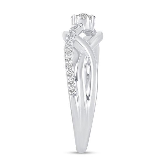 1/4 CT. T.w. Multi-Diamond Overlay Infinity-Style Twist Ring in Sterling Silver