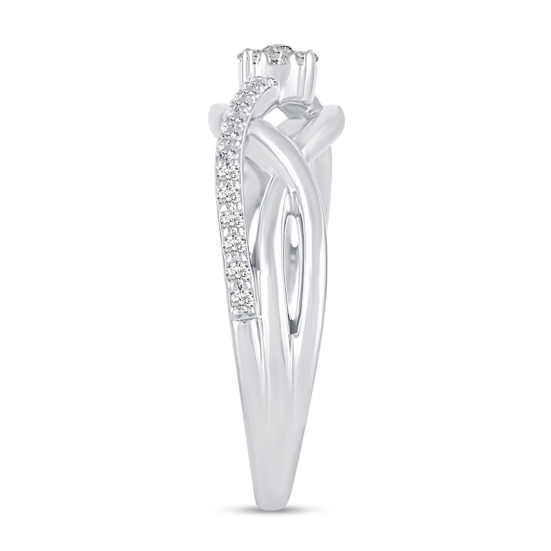 Main Image 2 of 1/4 CT. T.W. Multi-Diamond Overlay Infinity-Style Twist Ring in Sterling Silver