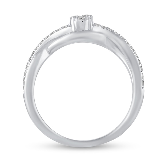 1/4 CT. T.w. Multi-Diamond Overlay Infinity-Style Twist Ring in Sterling Silver