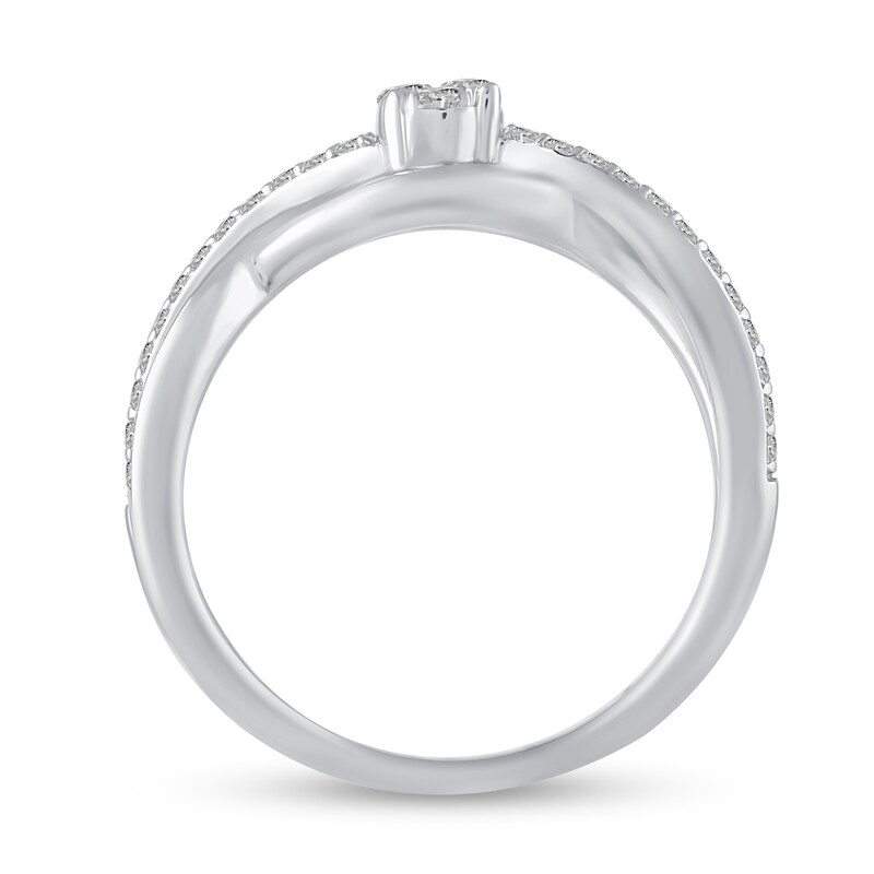 Main Image 3 of 1/4 CT. T.W. Multi-Diamond Overlay Infinity-Style Twist Ring in Sterling Silver