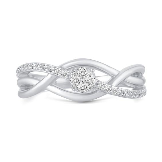 1/4 CT. T.w. Multi-Diamond Overlay Infinity-Style Twist Ring in Sterling Silver