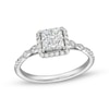 Thumbnail Image 1 of 1/2 CT. T.W. Quad Princess-Cut Diamond Cushion Frame Marquise Vintage-Style Engagement Ring in 14K White Gold