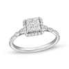 Thumbnail Image 0 of 1/2 CT. T.W. Quad Princess-Cut Diamond Cushion Frame Marquise Vintage-Style Engagement Ring in 14K White Gold