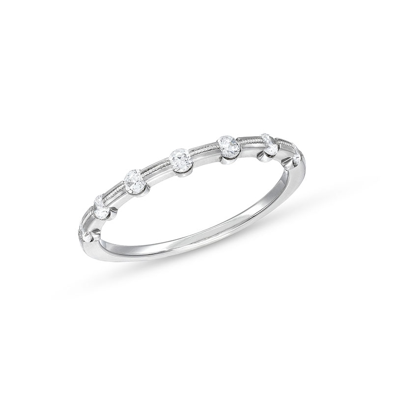 Main Image 1 of 1/4 CT. T.W. Diamond Line Seven Stone Station Band in 14K White Gold
