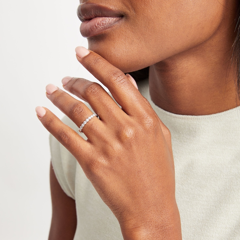 Main Image 2 of 1/3 CT. T.W. Diamond Hexagon Band in 14K White Gold