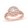 Thumbnail Image 1 of 1-1/2 CT. T.W. Diamond Oval Frame Double Row Engagement Ring in 14K Rose Gold (I/I2)