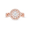 Thumbnail Image 4 of 1-1/2 CT. T.W. Diamond Oval Frame Double Row Engagement Ring in 14K Rose Gold (I/I2)