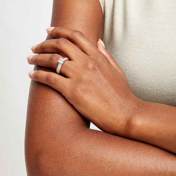 1-1/2 CT. T.w. Princess-Cut Diamond Channel Engagement Ring in 14K White Gold (I/I2)