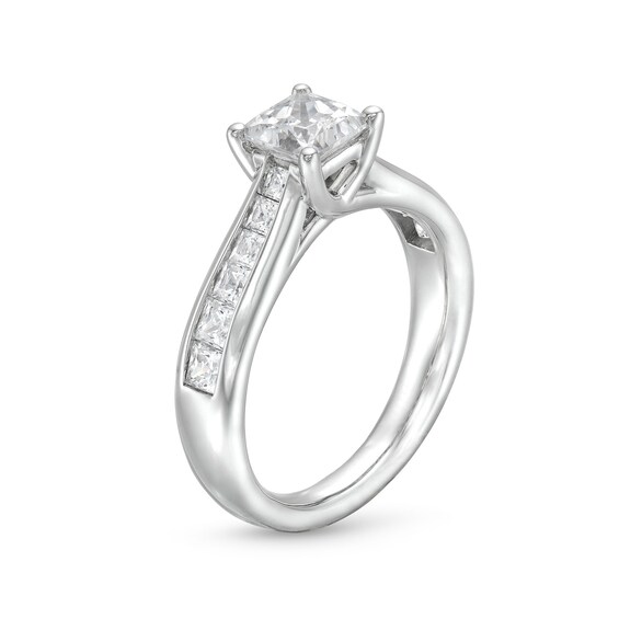 1-1/2 CT. T.w. Princess-Cut Diamond Channel Engagement Ring in 14K White Gold (I/I2)