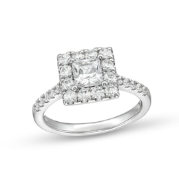 1-1/2 CT. T.W. Princess-Cut Diamond Square Frame Engagement Ring in 14K White Gold (I/I2)