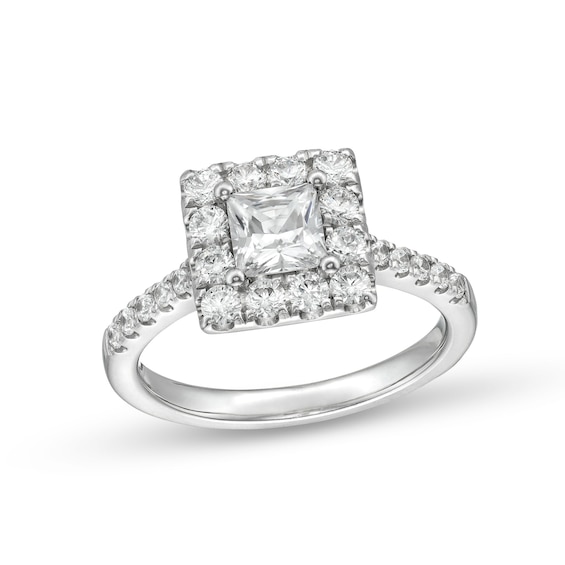 1-1/2 CT. T.w. Princess-Cut Diamond Square Frame Engagement Ring in 14K White Gold (I/I2)