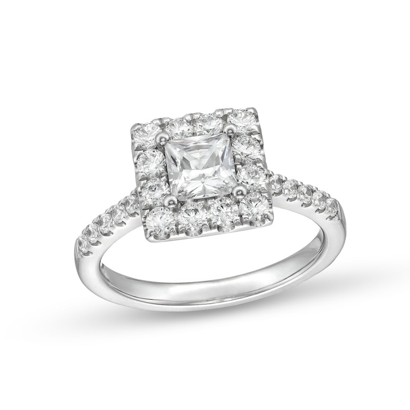 Main Image 1 of 1-1/2 CT. T.W. Princess-Cut Diamond Square Frame Engagement Ring in 14K White Gold (I/I2)