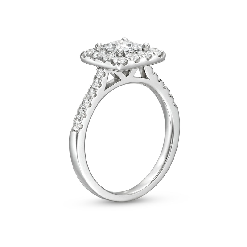 Main Image 3 of 1-1/2 CT. T.W. Princess-Cut Diamond Square Frame Engagement Ring in 14K White Gold (I/I2)