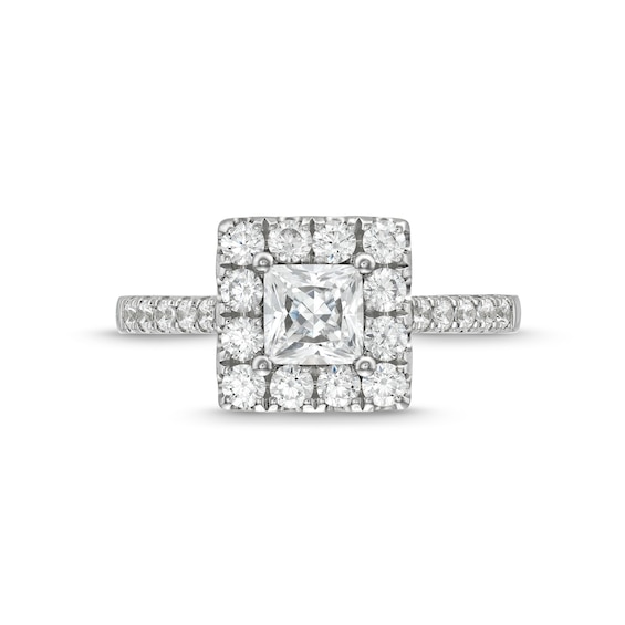 1-1/2 CT. T.w. Princess-Cut Diamond Square Frame Engagement Ring in 14K White Gold (I/I2)