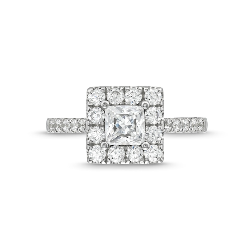 Main Image 4 of 1-1/2 CT. T.W. Princess-Cut Diamond Square Frame Engagement Ring in 14K White Gold (I/I2)
