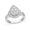 Thumbnail Image 1 of 1 CT. T.W. Pear Multi-Diamond Teardrop Frame Double Row Engagement Ring in 14K White Gold