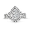 Thumbnail Image 4 of 1 CT. T.W. Pear Multi-Diamond Teardrop Frame Double Row Engagement Ring in 14K White Gold